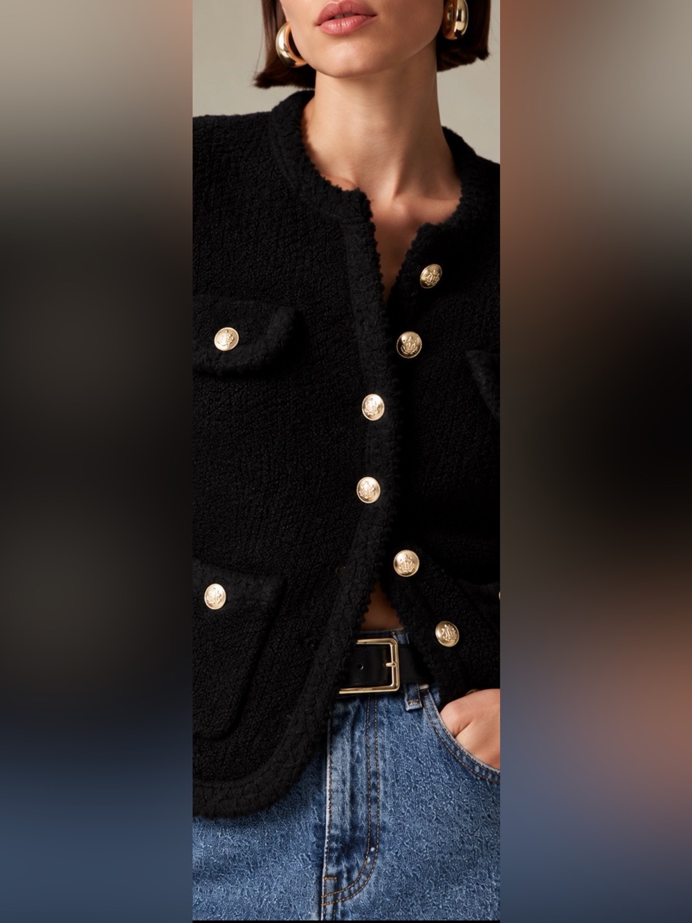 J.Crew Textured sweater lady jacket in black - Picture 3 of 9